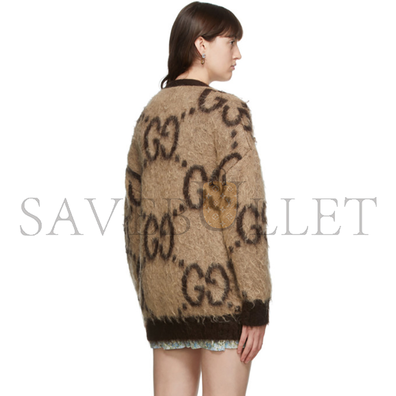 GUCCI GG-LOGO JACQUARD MOHAIR-BLEND CARDIGAN